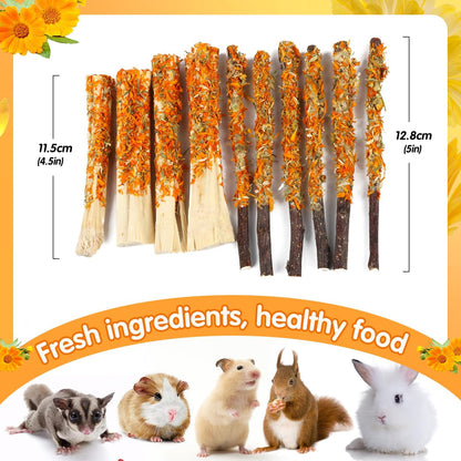 Apple Sticks for Rabbits, Natural Bunny Chew Toys Wood Treats Food for Small Animals,Hamsters