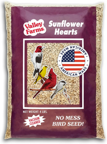 Valley Farms Whole Sunflower Hearts for Birds, Girasol Kernels Wild Bird Food, No Mess Wild Bird
