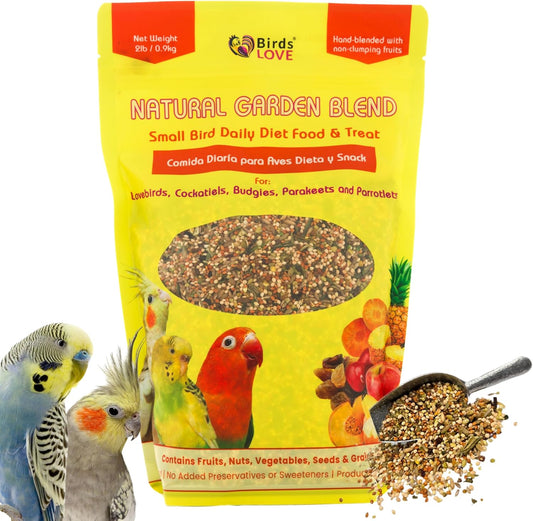 Birds LOVE All Natural Garden Blend Bird Food for Small Birds - Lovebirds, Cockatiels, Parakeets