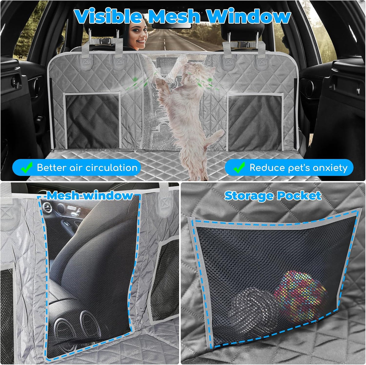 URPOWER Back Seat Extender for Dogs - Hard Bottom Dog Car Seat Cover Holds 400 lbs, Waterproof Dog