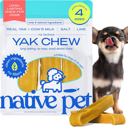Native Pet Yak Cheese Himalayan Dog Chews - Long Lasting Dental Sticks for Small Breeds– 100% All