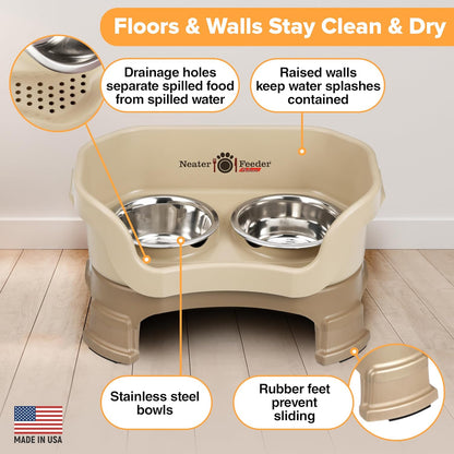 Neater Feeder Deluxe Mess Proof Dog Bowls Elevated for Small Breeds – Made in USA – No Spill Raised