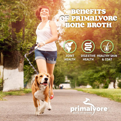 Primalvore Grass-Fed Beef Bone Broth for Dogs &Cats, Mobility Formula w/Collagen Peptides to Help