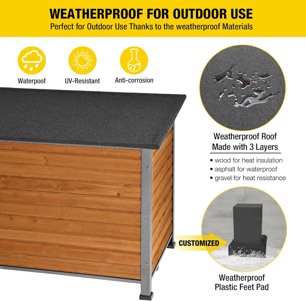 Aivituvin Dog House Outdoor & Indoor Wooden Dog Kennel for Winter with Raised Feet Weatherproof for