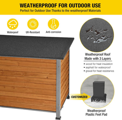 Aivituvin Dog House Outdoor & Indoor Wooden Dog Kennel for Winter with Raised Feet Weatherproof for