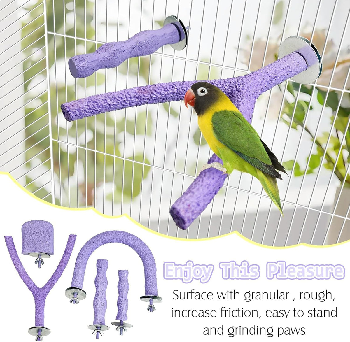 PINVNBY 5 Pack Bird Perch Resin Bird Beak Grinding Stone Parrot Cage Perch Stand Platform Foot