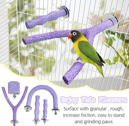 PINVNBY 5 Pack Bird Perch Resin Bird Beak Grinding Stone Parrot Cage Perch Stand Platform Foot