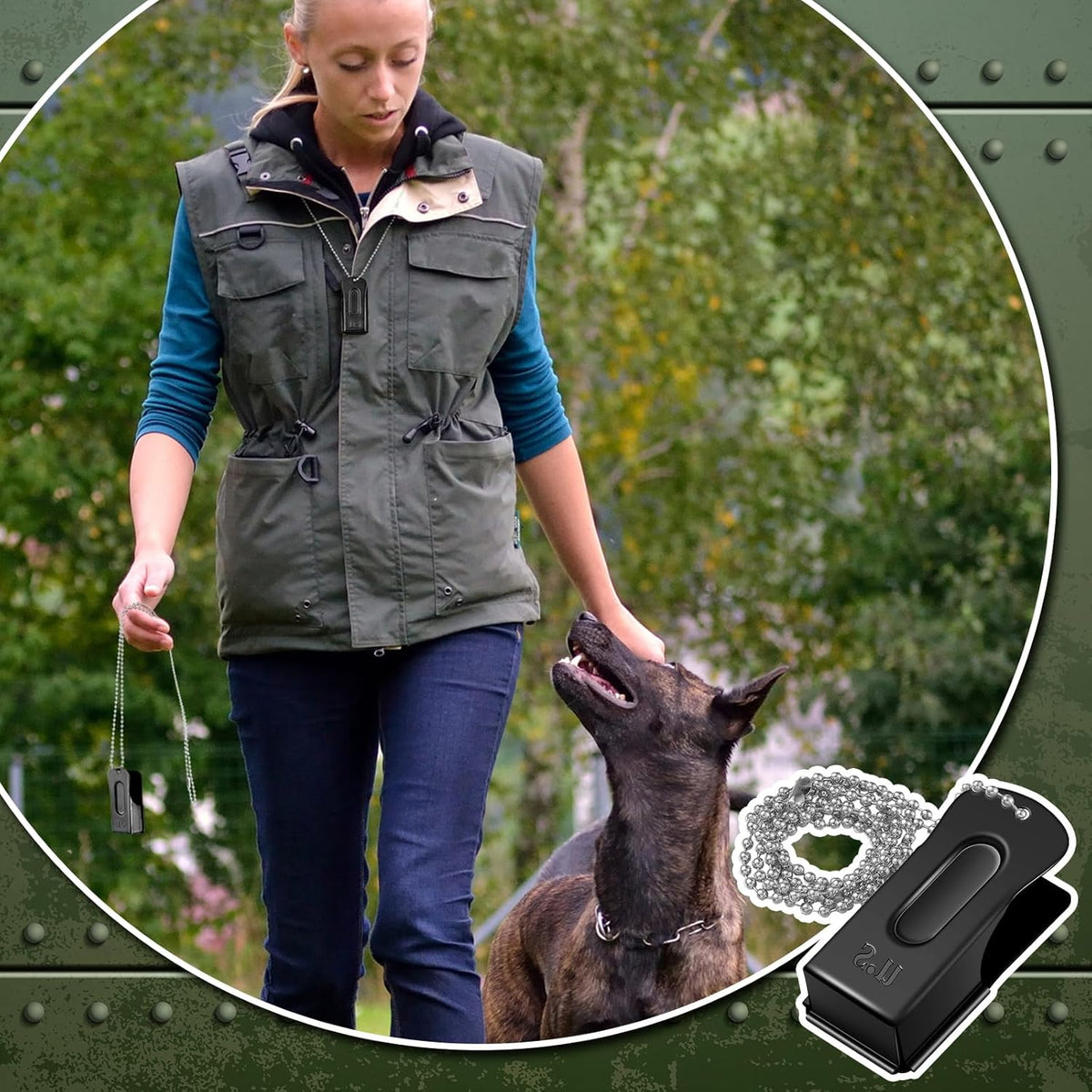 Jenaai 3 Pieces Brass Pet Training Clicker Dog Necklace Signaling Cricket Clicker Training for