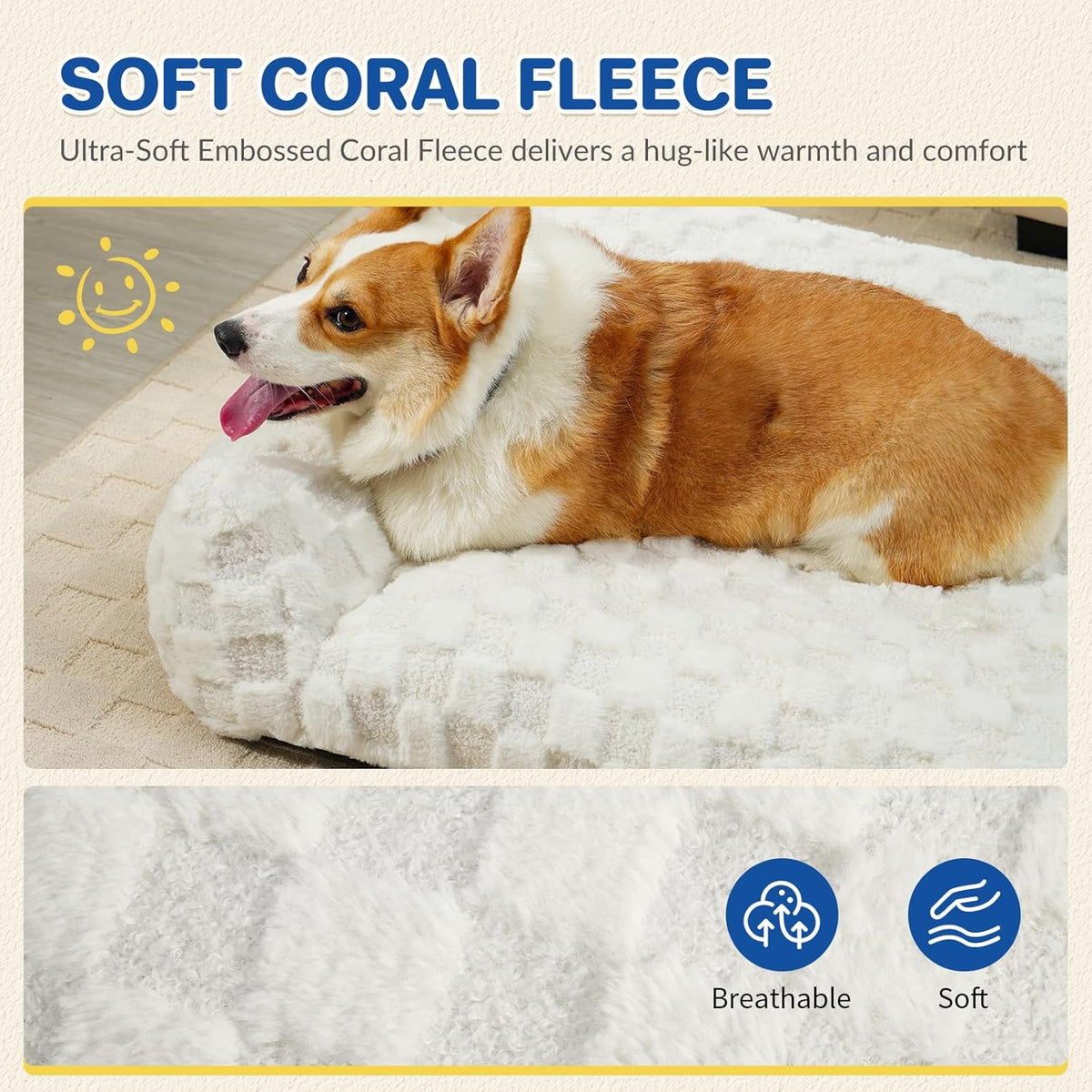 Large Dog Bed Sofa, Fluffy Pet Bed for Medium and Large Dogs, Supportive Dog Couch Sofa for Dogs