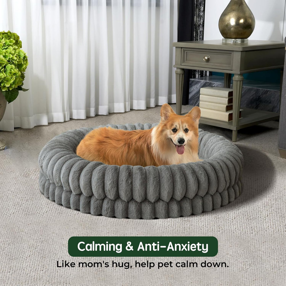 BALANCE Luxury Donut Dog Bed, 36 Inches Round Dog Beds Large Sized Dogs Washable, Orthopedic