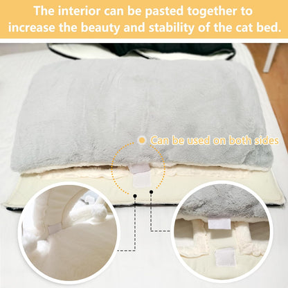 Cat Bed for Indoor Cats，Foldable cat cave，Anti-Slip & Water-Resistant Bottom，cat Houses for Indoor