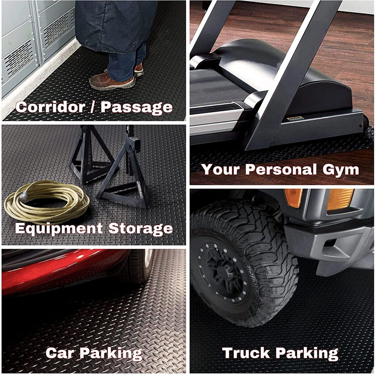 SEAL 6 x 10 Ft Premium Garage Floor Mat, Solid 2.8mm Thickened Black Commercial Grade Heavy Duty