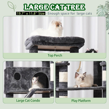 Cat Tree for Large Cats, 78.7"(200cm) Tall Cat Tower for Indoor Cats Multiple Cats with Large Top