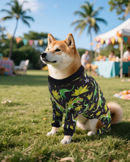 PET SHOW 4 Pack Dog Pajamas Dinosaur Shark for Medium Large Dogs Boy Soft Stretchy PJs Plaid