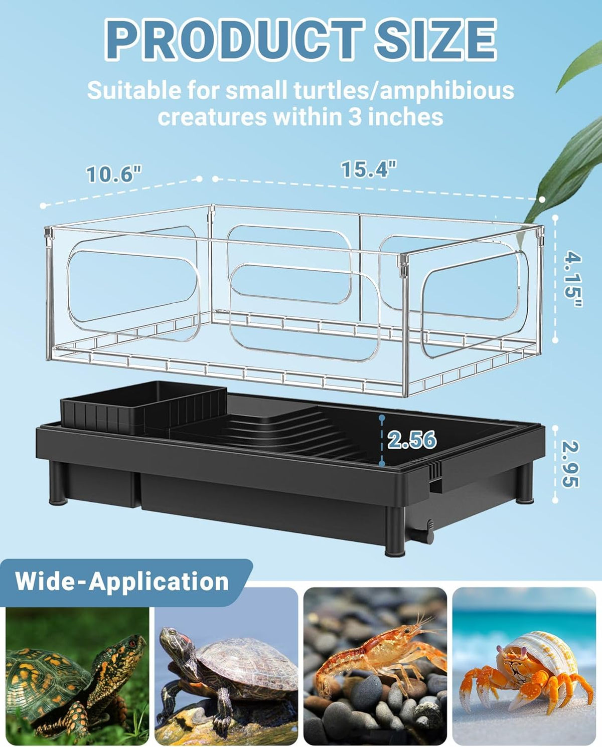GOZILLA Small Turtle Tank Kit(Tank+Lamp+Filter), Acrylic Turtle Starter Kit with Adjustable Lamp