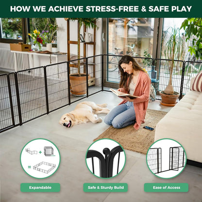 FXW Homeplus Unleashed Indoor Dog Playpen - Stress-Free and Safe Play, Heavy Duty 40 Inch 16 Wire