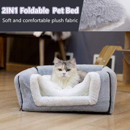 Cat Bed for Indoor Cats，Foldable cat cave，Anti-Slip & Water-Resistant Bottom，cat Houses for Indoor