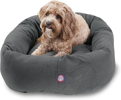 Majestic Pet 32 Inch Suede Calming Dog Bed Washable 32x23x7 (Inch) – Cozy Soft Round Donut Dog Bed