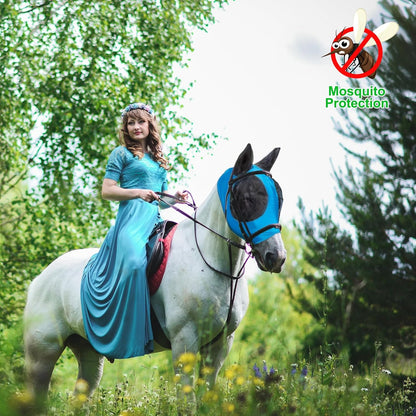 Horse Fly Mask with Ears, Comfortable Fit Stretch Fabric with UV Protection Soft on Skin