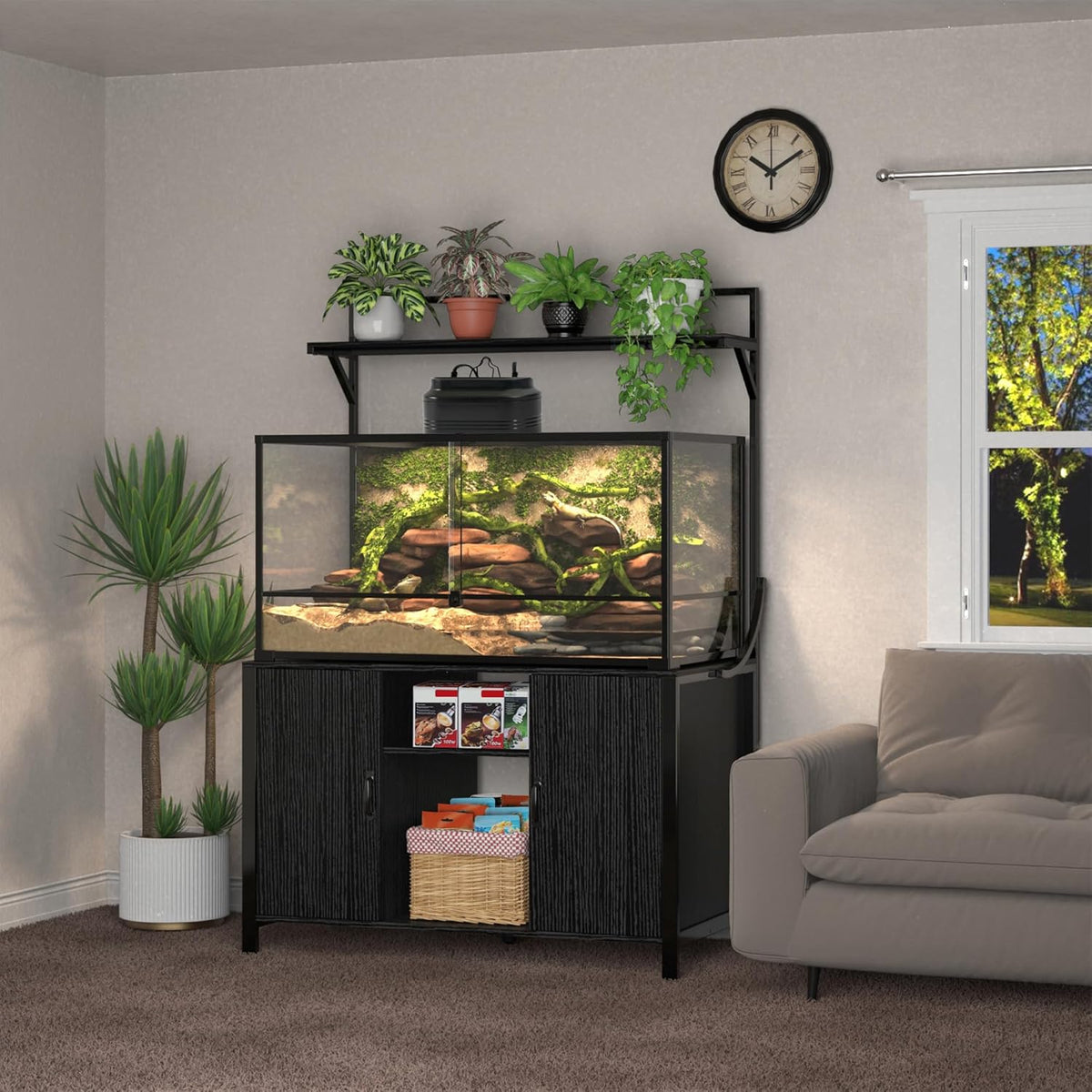 GDLF Reptile Tank Stand Terrarium Stand with Cabinet for Accessories Storage 48" X 24" Tabletop