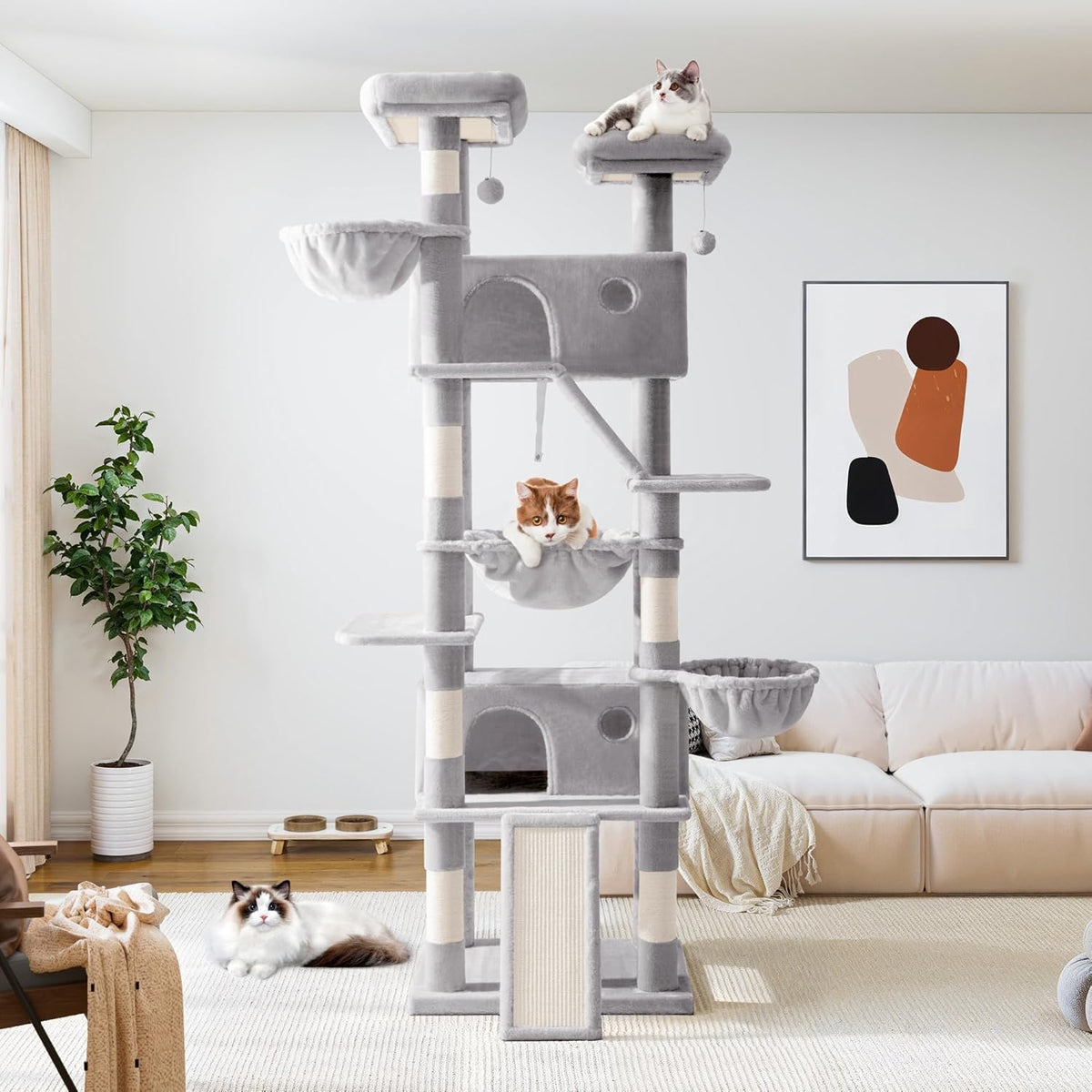 Allewie 81 Inches Tall Cat Tree/Multi-Level Large Climbing Tree House and Towers for Big