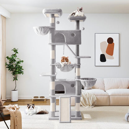 Allewie 81 Inches Tall Cat Tree/Multi-Level Large Climbing Tree House and Towers for Big