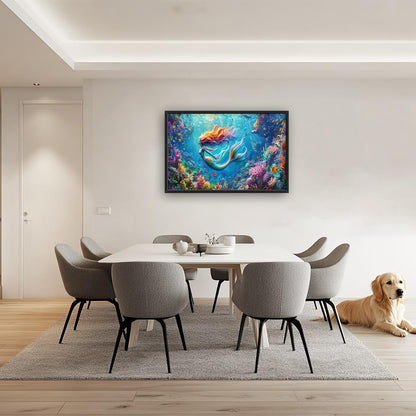 Quorin Mermaid Large Wall Art Sea Ocean Mermaid Pictures Colorful Undersea Wall Decor Canvas Print