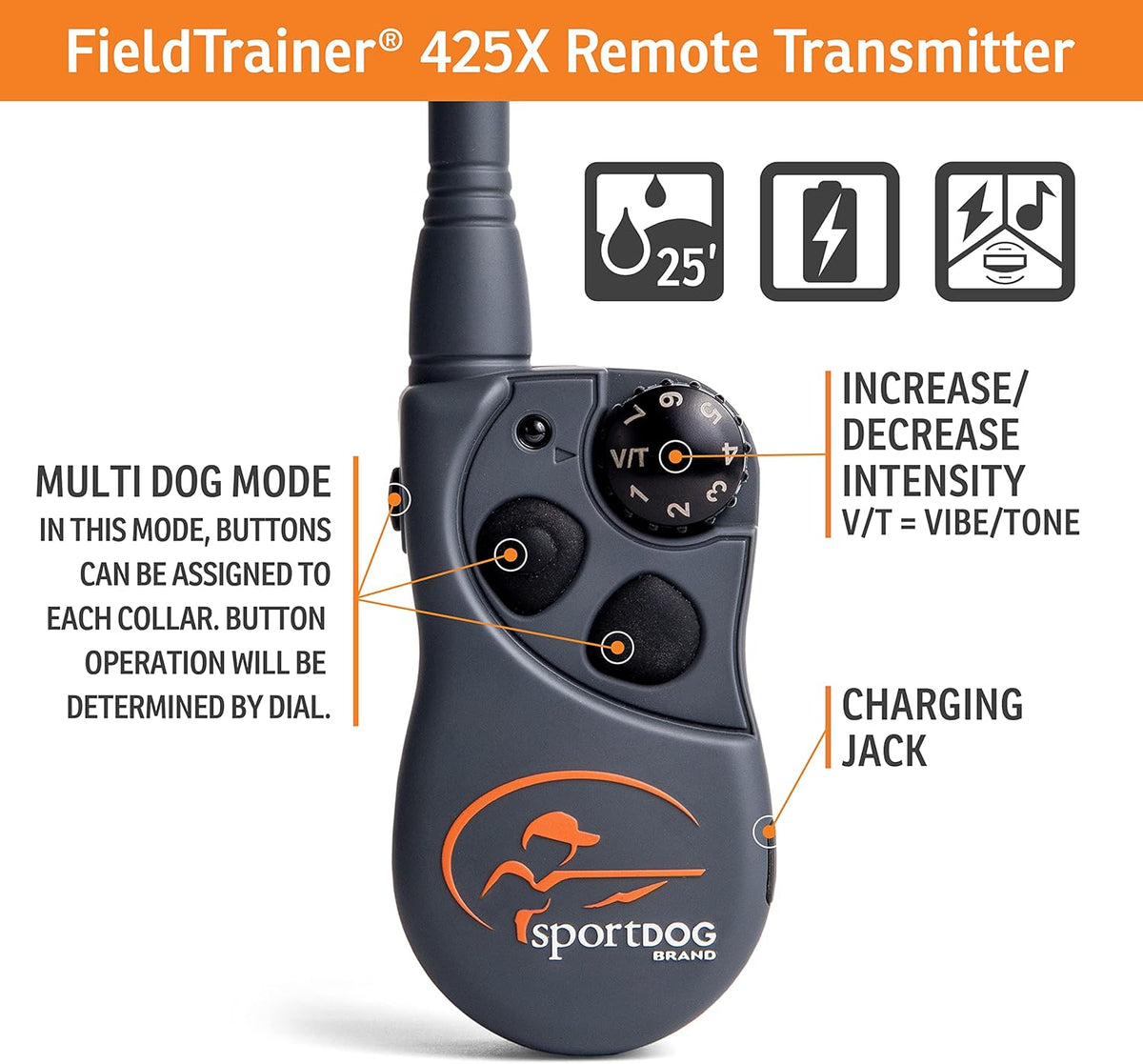 SportDOG Brand FieldTrainer 425X Remote Trainer - 500 Yard Range - Rechargeable Dog Training Collar