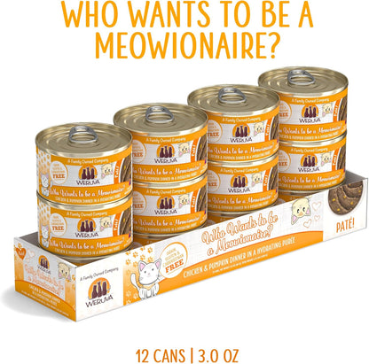 Weruva Wet Cat Food, Who Wants to be a Meowionaire with Chicken and Pumpkin Pate, 3oz Can, Pack of