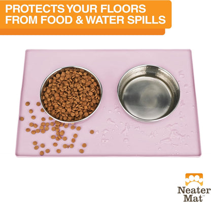 Neater Pet Brands Neater Mat Pet Mats for Food and Water, Cat & Dog Bowl Mat Waterproof Silicone