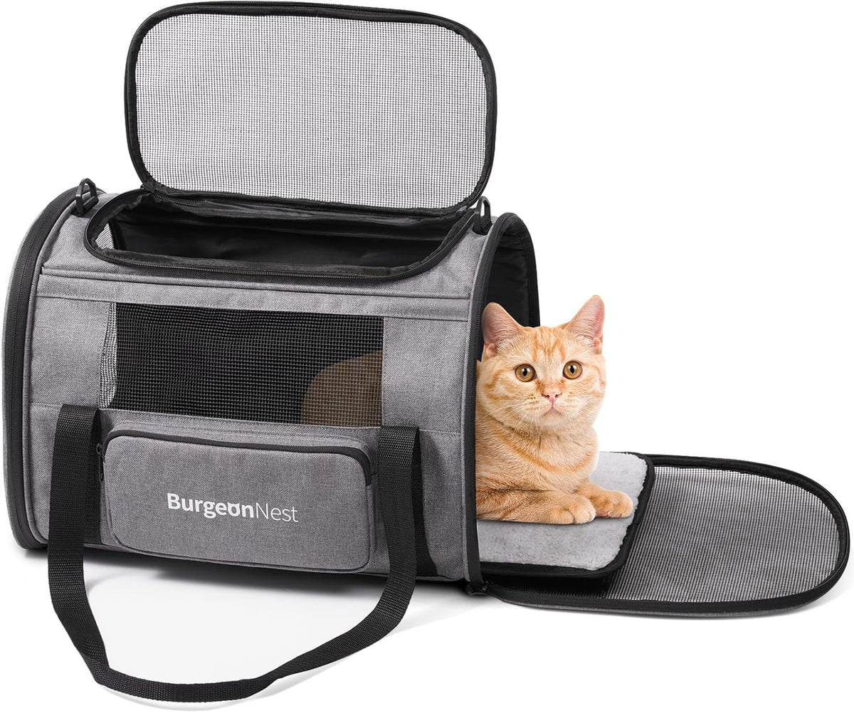BurgeonNest Cat Carriers for Small Cats Under 15, Medium Puppy Under 25 lbs Large Pet 20 lbs Soft