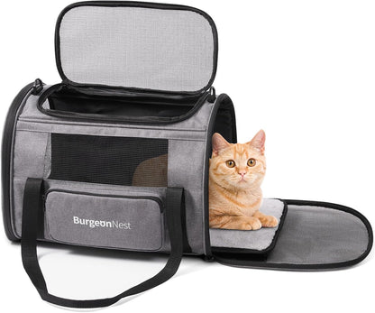 BurgeonNest Cat Carriers for Small Cats Under 15, Medium Puppy Under 25 lbs Large Pet 20 lbs Soft