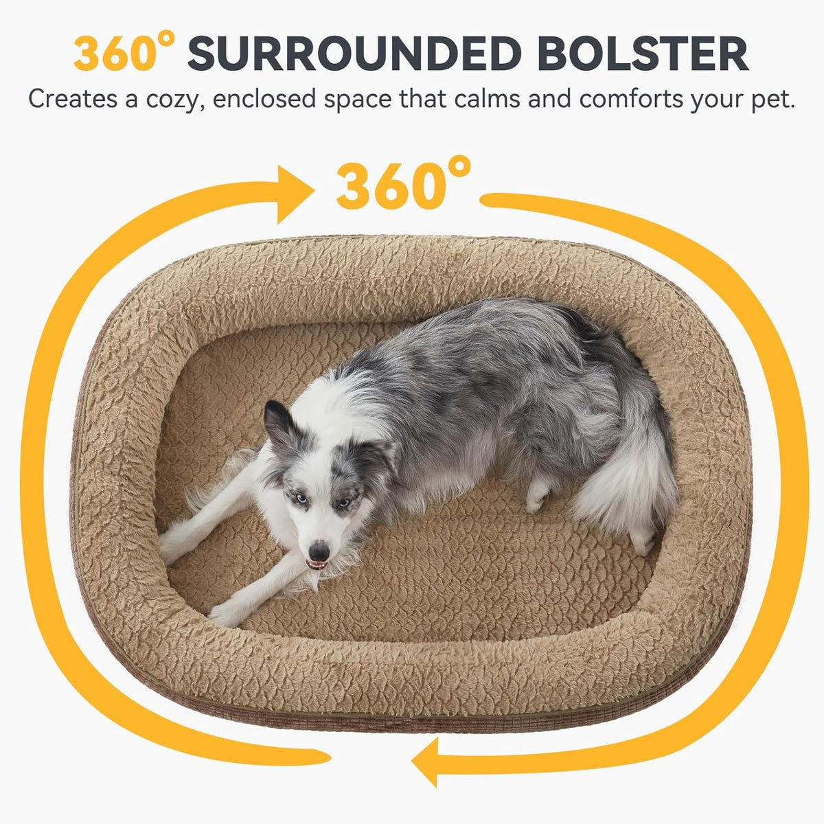 JOEJOY Orthopedic Dog Bed for Medium Dogs, Egg-Crate Memory Foam Pet Bed with Bolster Sides