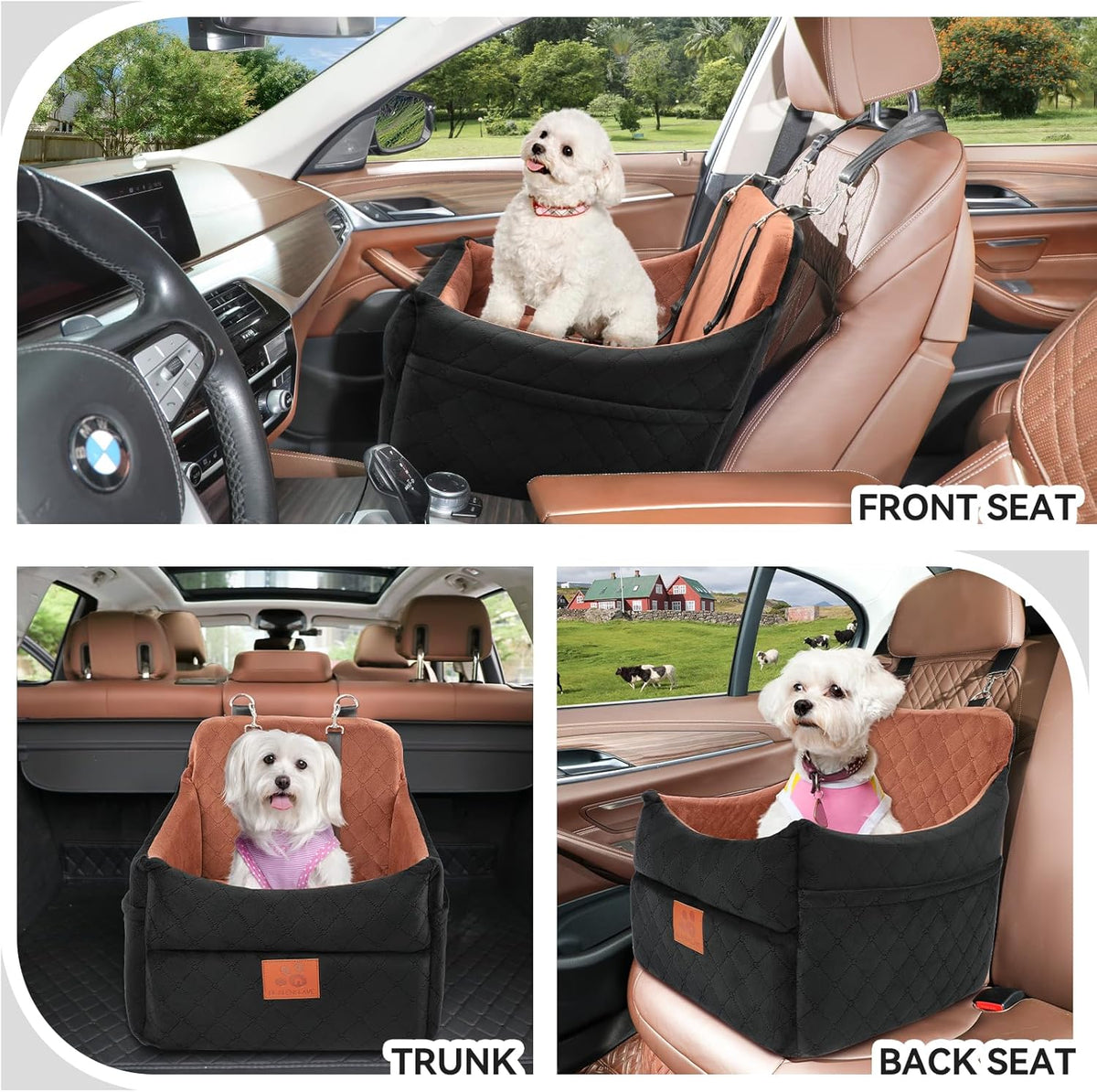 Dog Car Seat for Small/Medium Dogs, Dog Booster Car Seats with Thick Cushion for Dogs Under 35lbs