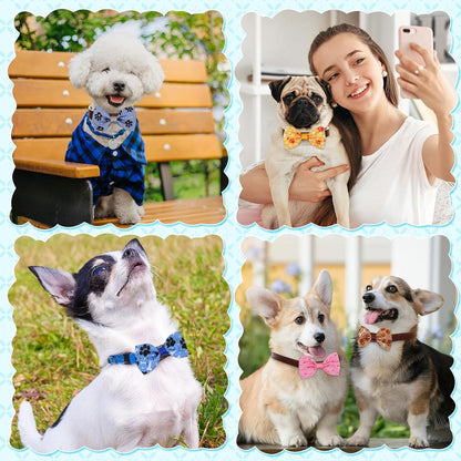 Reginary 50 Pieces Dog Bow Ties Pet Collar Bow Puppy Collar Attachment with Rubber Bands for Small