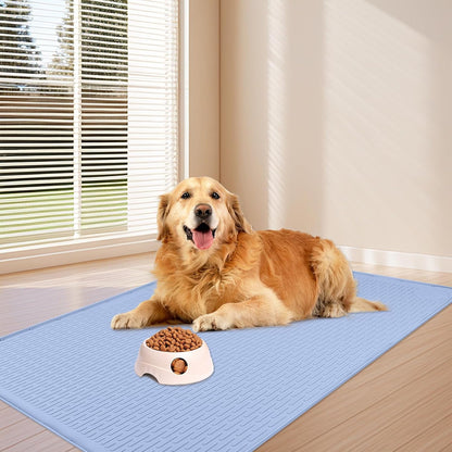Dog Food Mat, Extra Large 40" x 28" Silicone Pet Feeding Mat with Raised Edge Pet Placemat for