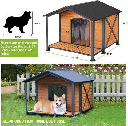 Dog House Outdoor Large Insulated Dog Kennel with Liner for Winter Waterproof Dog Cage for Small &