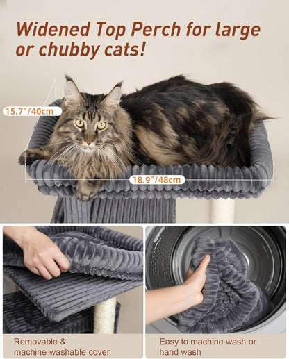 Cat Tree for Large Cat, 22.8” Cat Tower with Scratching Post, 20.9 * 15.7in Perch Bed for Adult