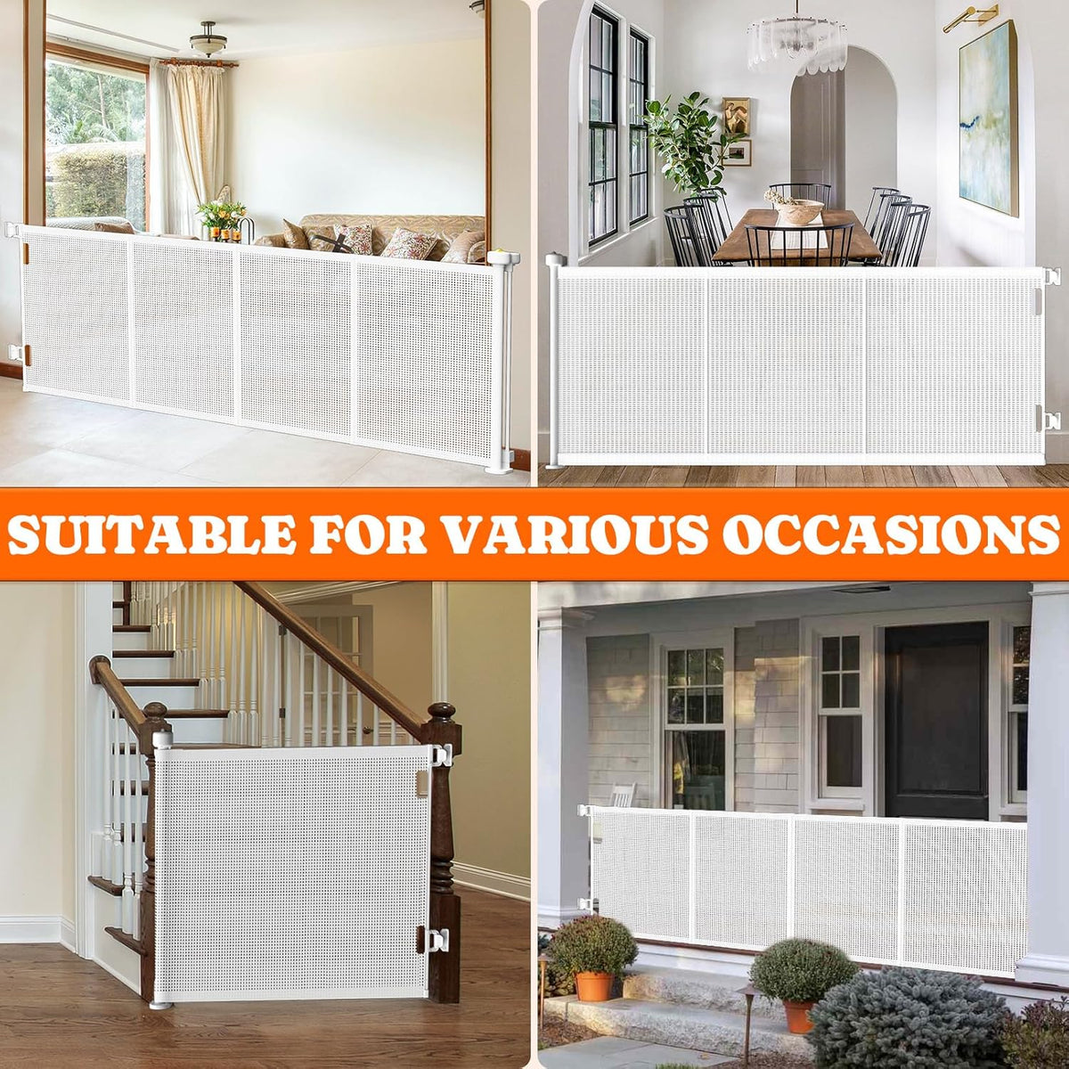 Pawtners Retractable Baby Gates Extra Wide, 41" Tall Extends up to 71" Wide, Dog Gate Indoor with