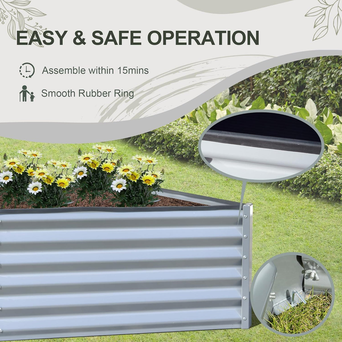 Domi Raised Garden Beds Outdoor, 6x3x1.5Ft Thickening Tall Metal Rectangular Deep Root Box Planter