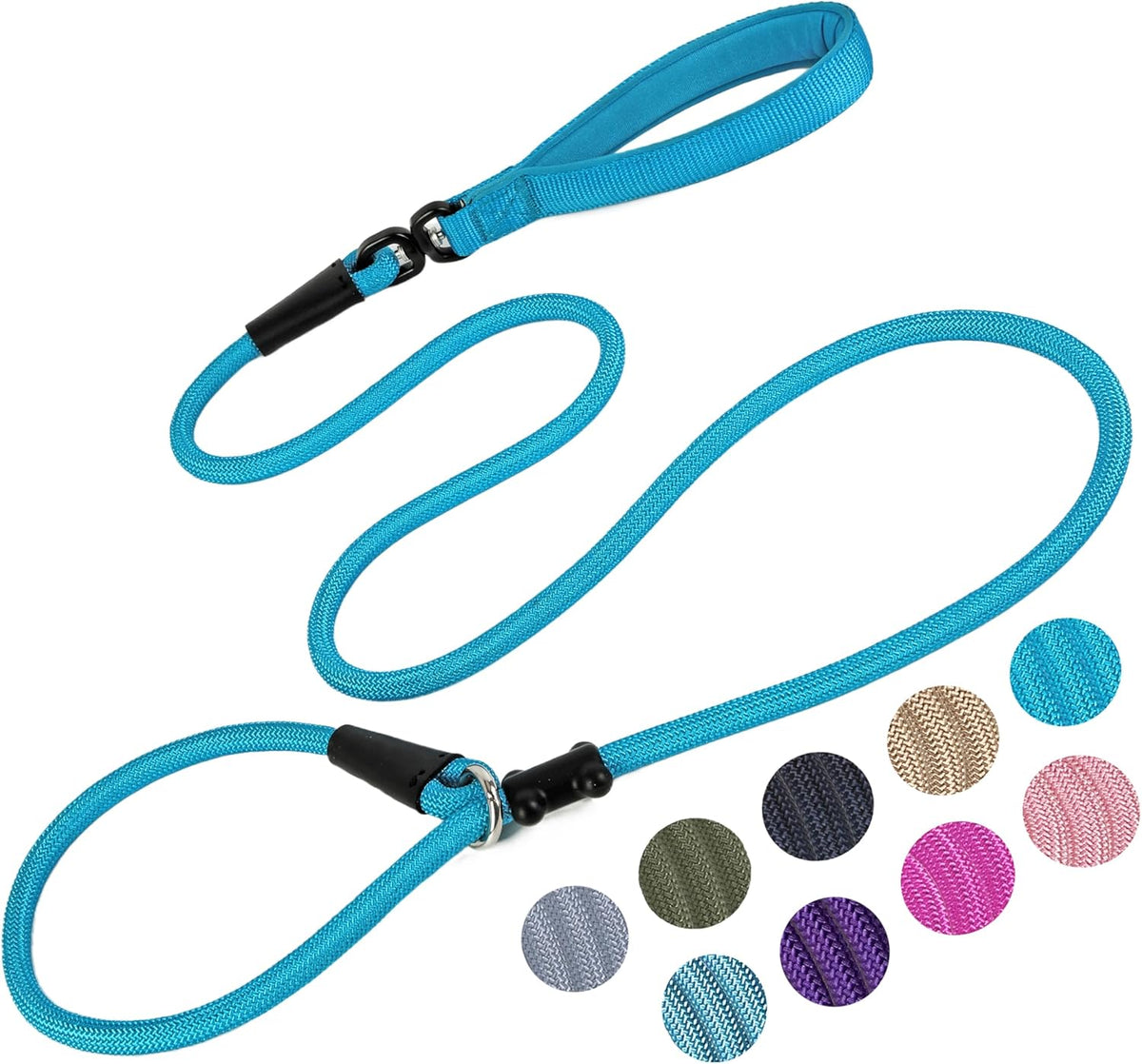 Slip Lead Dog Leash，Strong Nylon Rope Leash and Padded Handle,No Pull Outdoor Walking Training Lead