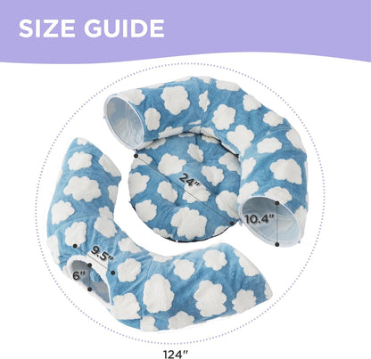 Lesure Large Cat Tunnel Bed - Cute Donut Bed for Indoor Cats with Washable Circle Cushion, Round