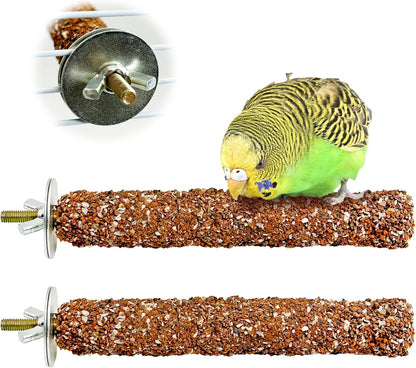 PINVNBY 2 PCS Natural Bird Perches Bird Grinding Stick Calcium Mineral Parrot Perch Stand Foot