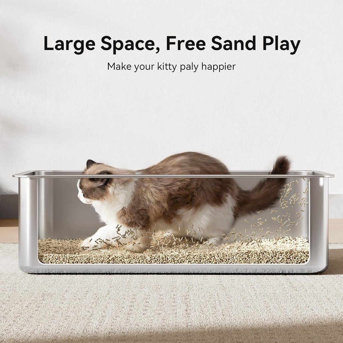 2 Pack Cat Pan Giant 28" Extra Large Stainless Steel Cat Litter Pan Metal Cat Litterbox for Big