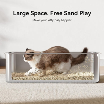 2 Pack Cat Pan Giant 28" Extra Large Stainless Steel Cat Litter Pan Metal Cat Litterbox for Big