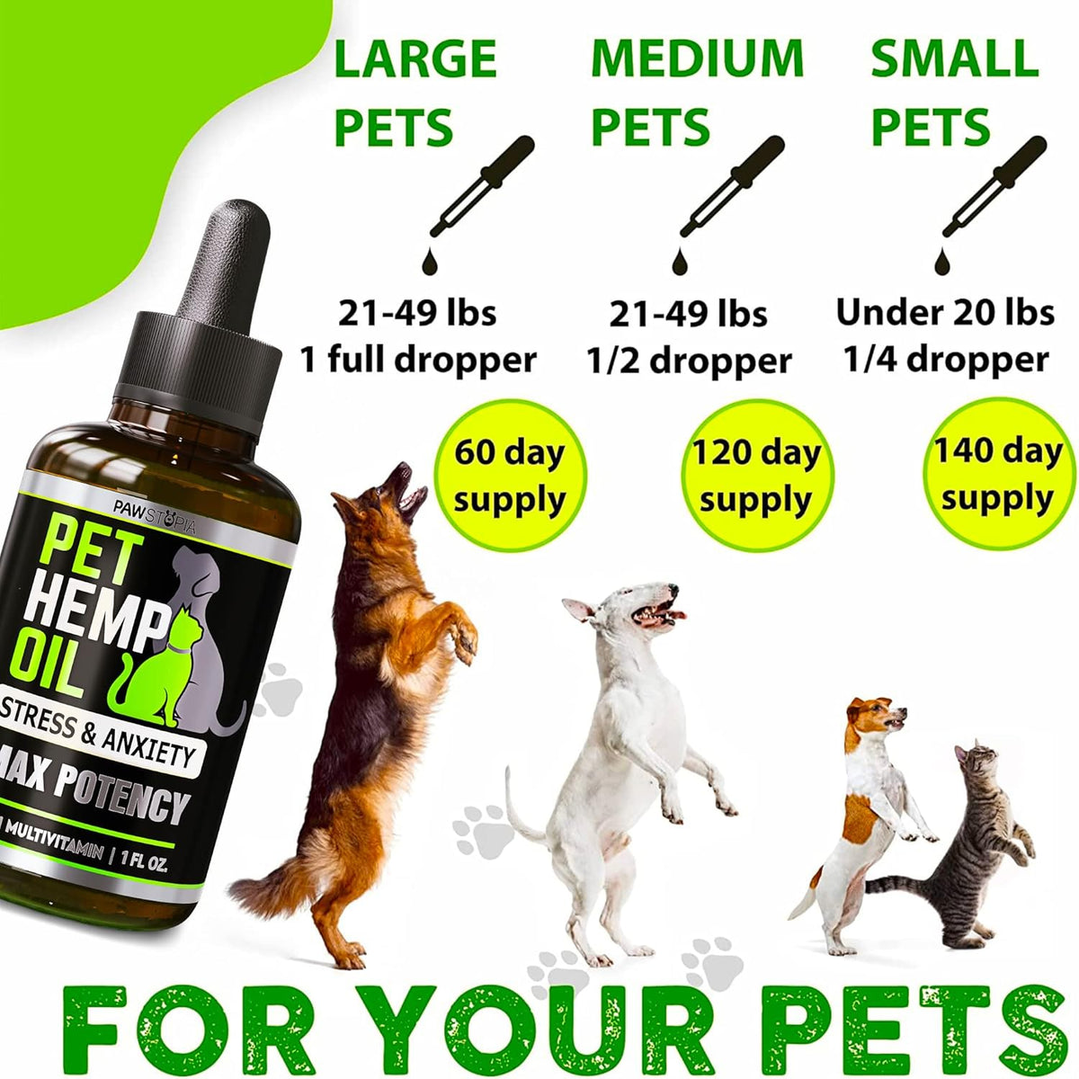 (2 Pack) Hemp Oil for Dogs and Cats - Helps Pets with Anxiety, Pain, Stress, Sleep, Arthritis