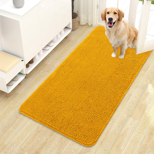 OLANLY Dog Door Mat for Muddy Paws 44x24, Absorbs Moisture and Dirt, Absorbent Non-Slip Washable