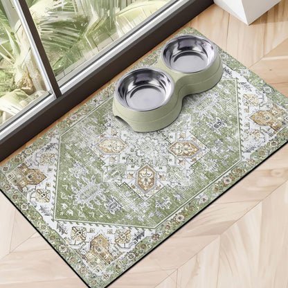 Dog Food Mats for Floors, Absorbent Dog Bowl Mat for Food and Water Dispenser Mat, Quick Dry Cat