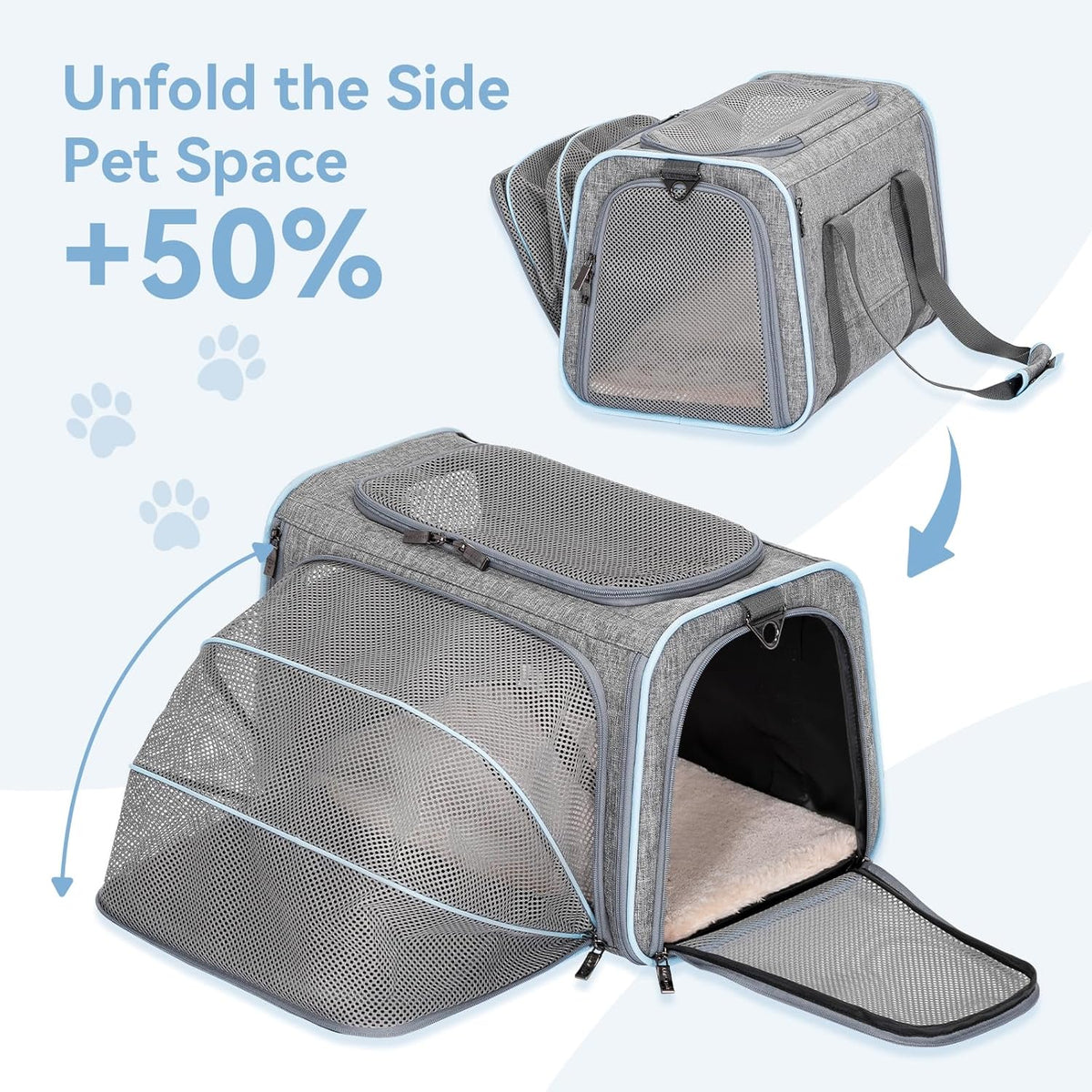Petsfit Expandable Pet Carrier, 19x12x12 inches Soft-Sided Portable Cat Carrier Dog Carrier, with