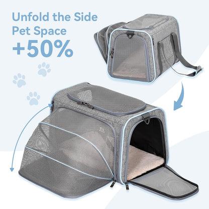 Petsfit Expandable Pet Carrier, 19x12x12 inches Soft-Sided Portable Cat Carrier Dog Carrier, with